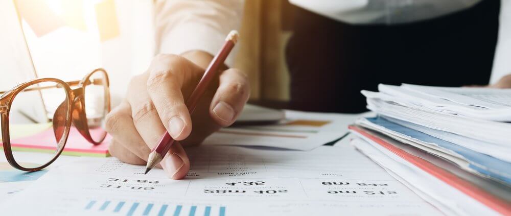 person reviewing financial statements