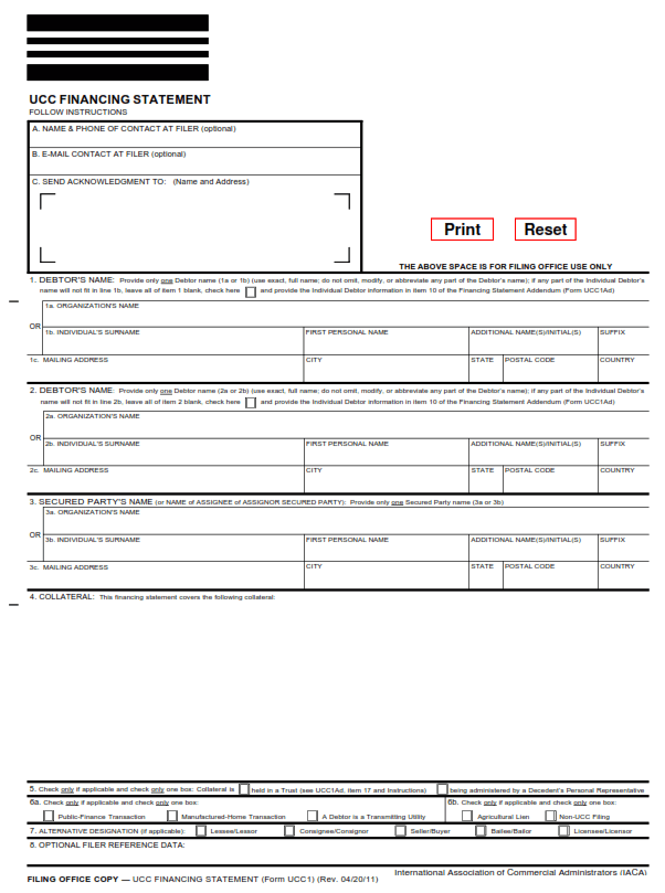 UCC-1 form from Alabama