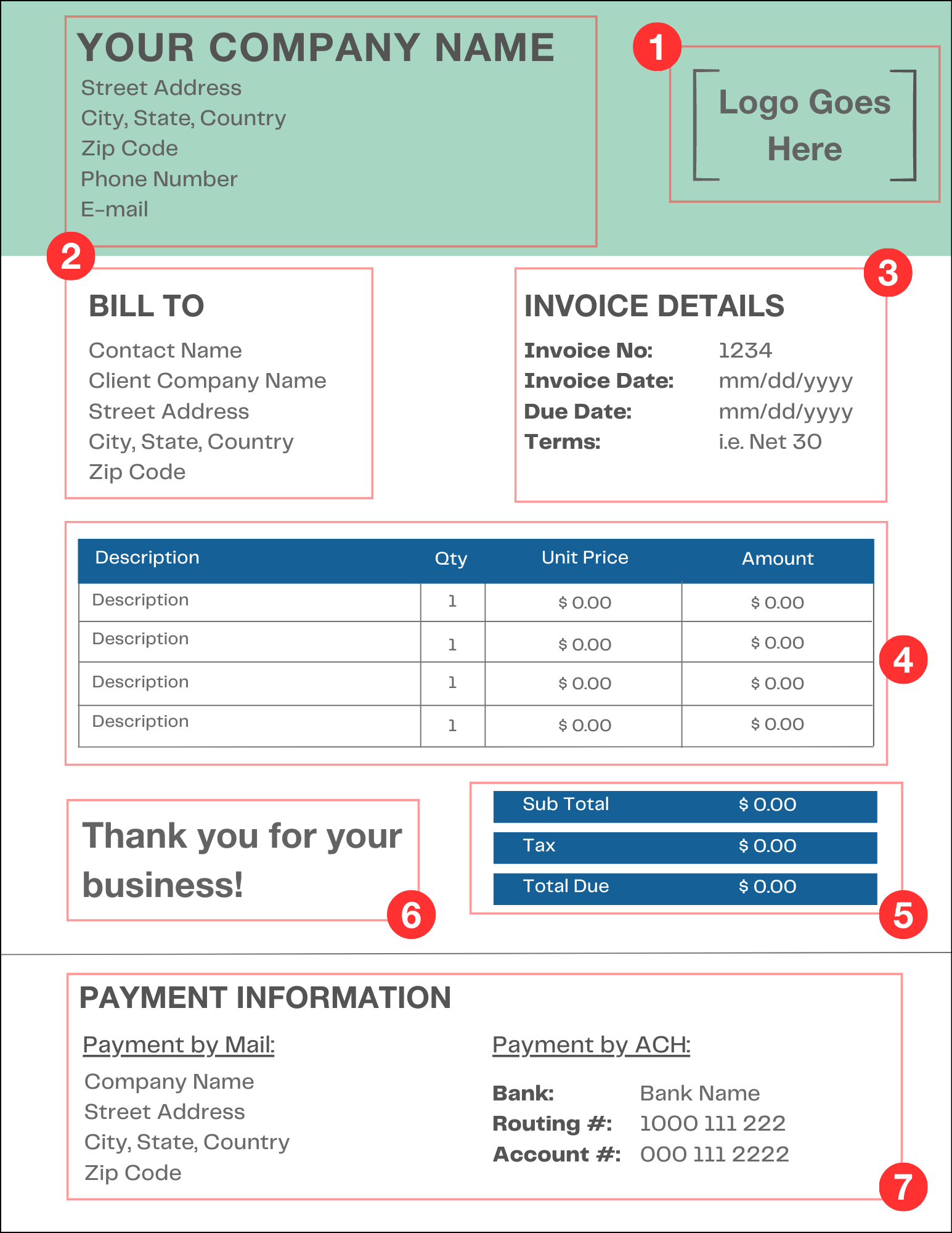 example invoice with guidance on how to create it