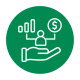 green circle with white text that represents customized financing solutions