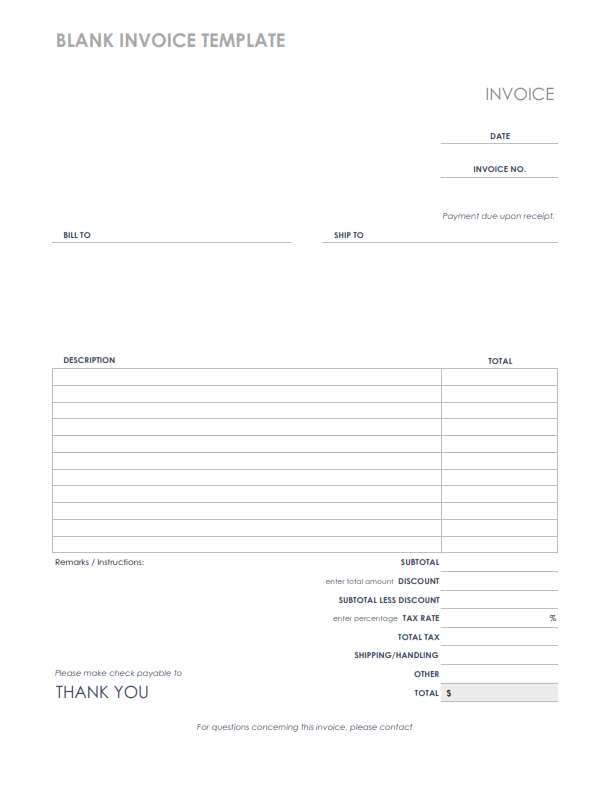 blank invoice template