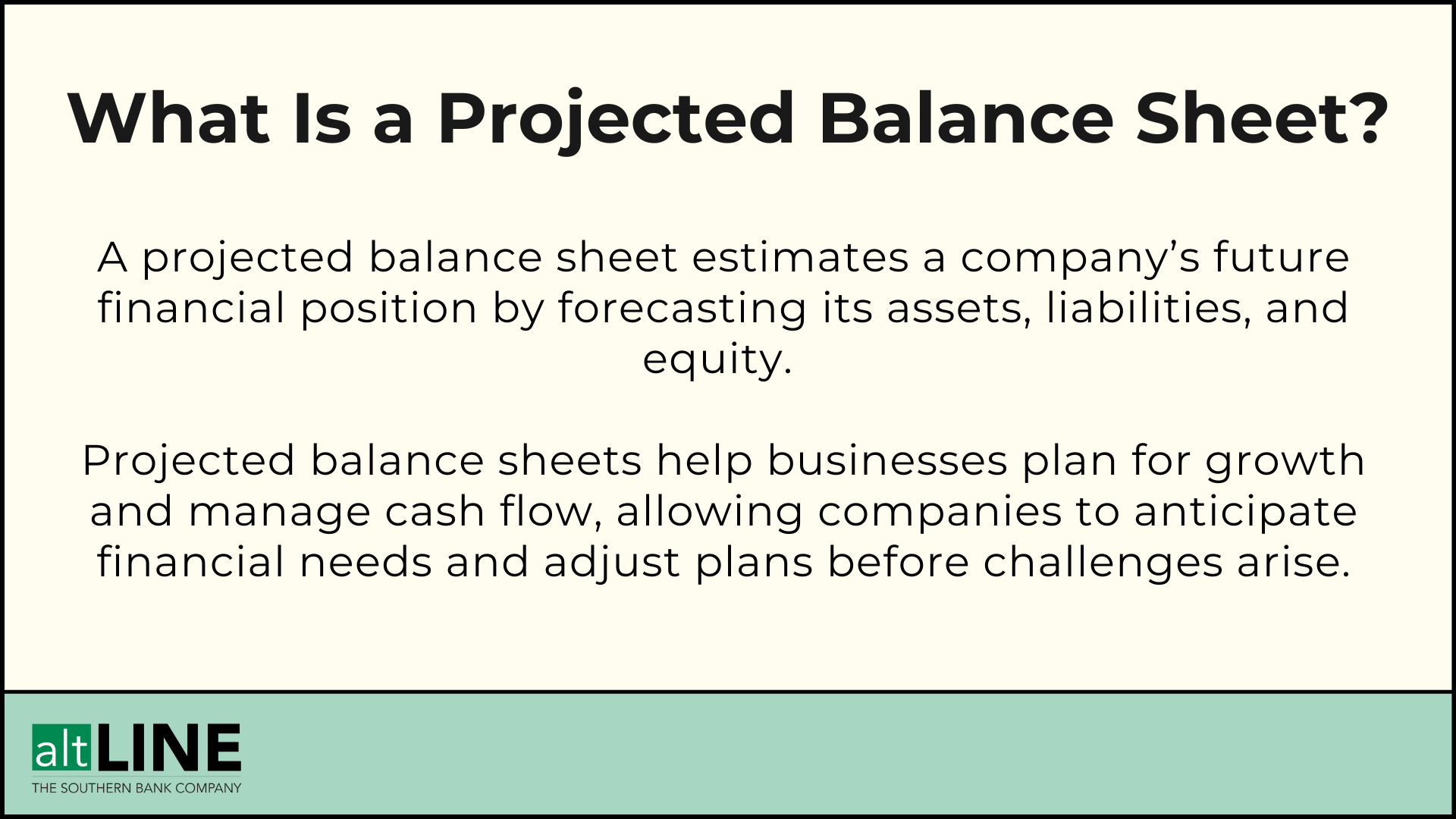 what is a projected balance sheet