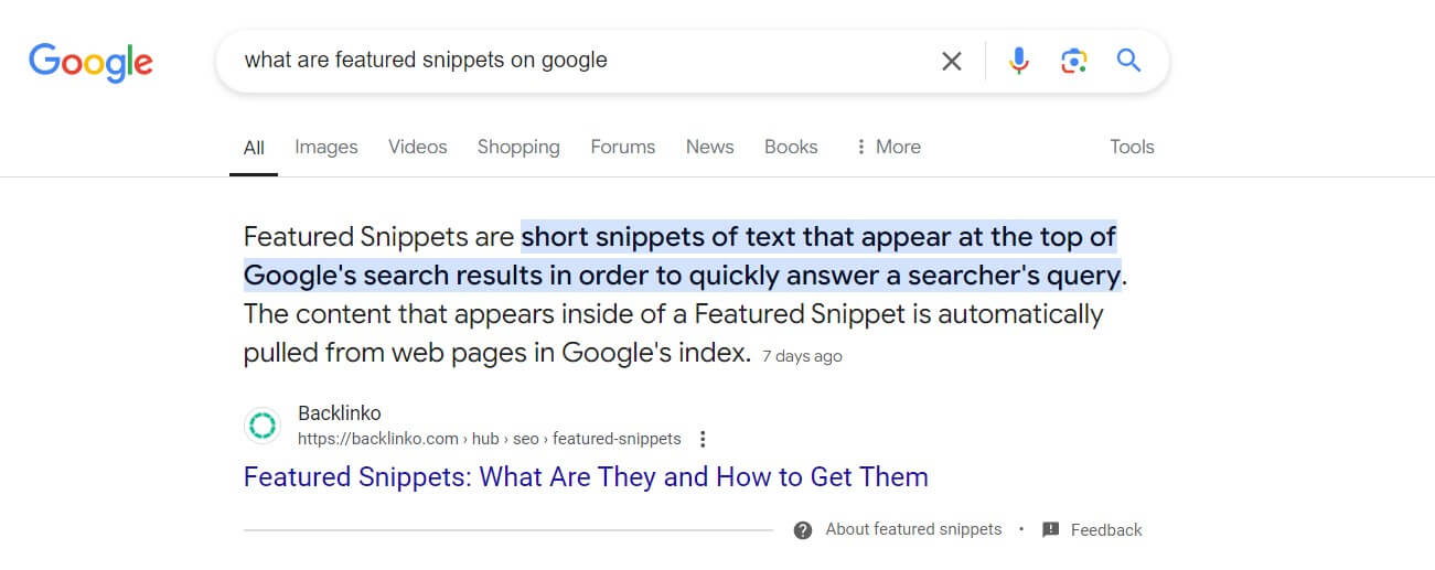 Google featured snippet